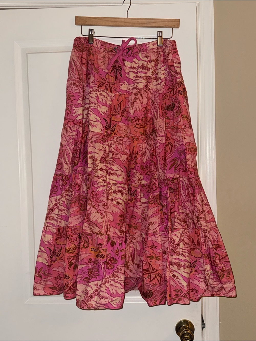 Ulla Johnson Makana Floral Tiered Midi Skirt with Drawstring - Picture 3 of 8